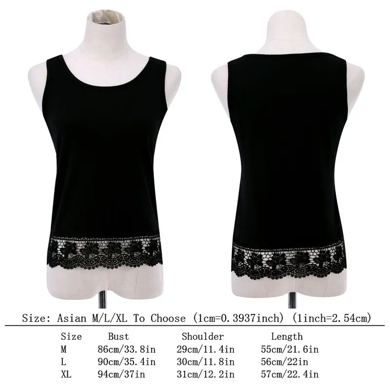 New Women Lace Tops Sleeveless Casual T-Shirt Vest Crop Tops Camis Black Blue Purple 9