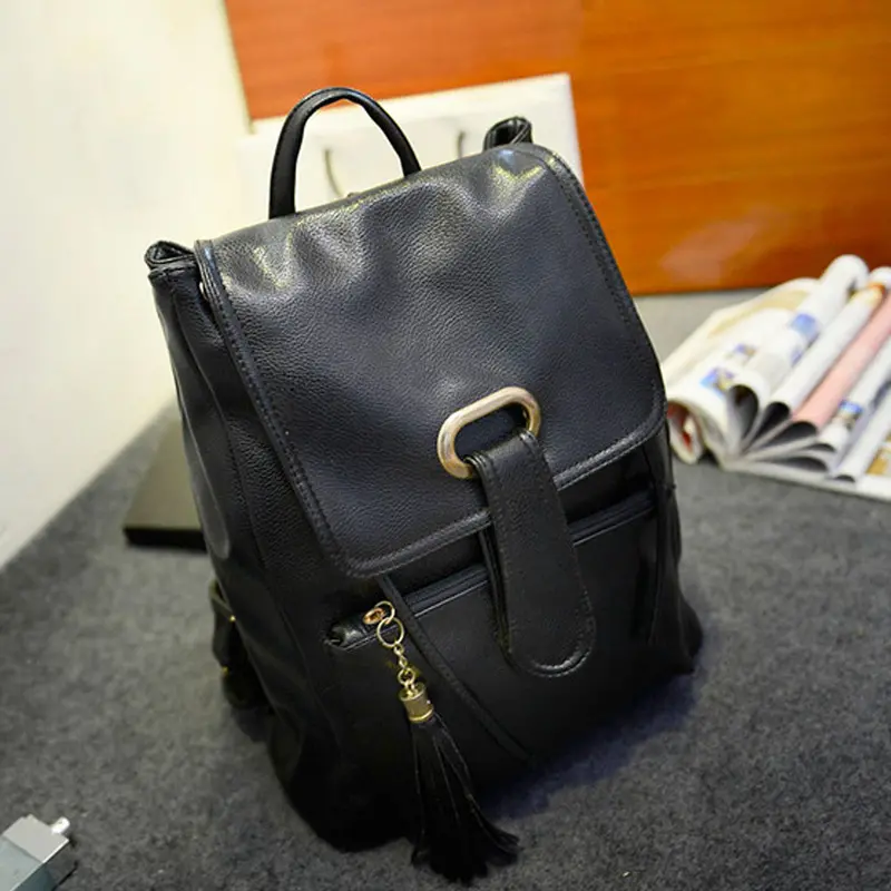 New Women Leather Backpacks Bolsas Mochila Feminina Large Girls Schoolbag Travel Bag Solid Candy Color Rucksack Back Bags 1