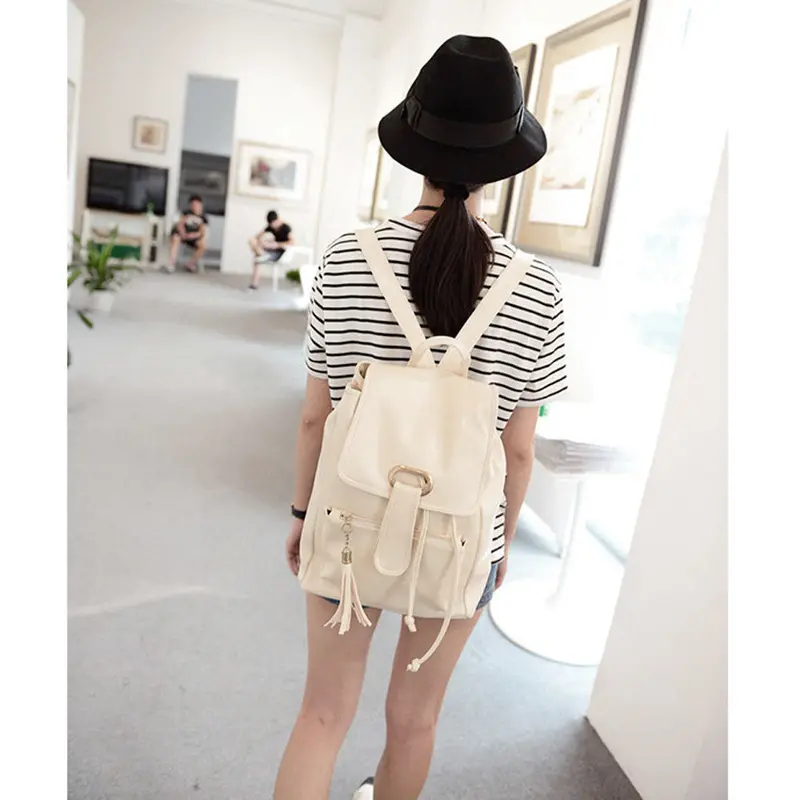 New Women Leather Backpacks Bolsas Mochila Feminina Large Girls Schoolbag Travel Bag Solid Candy Color Rucksack Back Bags 3