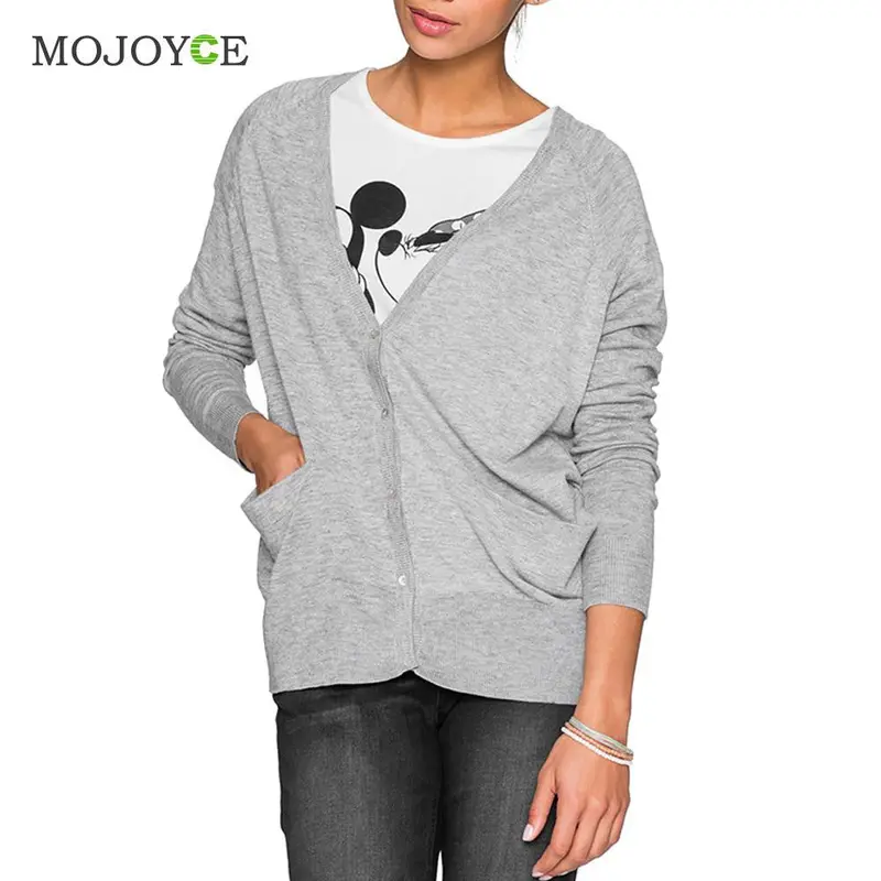 New Women Long Sleeve Cotton Cardigan Gray Loose Coat Outwear Top Long Sleeve Girl Women Open School Cardigan 1
