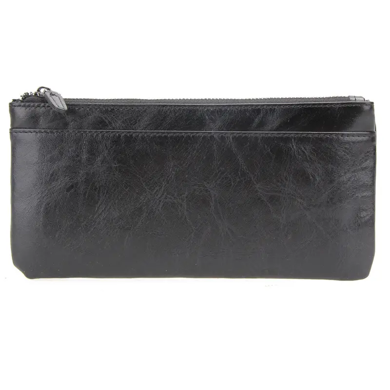 New Women Men Genuine Leather Long Zipper Wallet 5.5''Phone Holder Zipper Coin Purse Genuine Leather Clutch Mobile Phone Holder 1