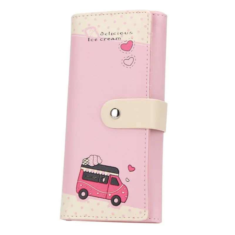New Women Pu Leather Long Section Wallet Hit Color Cute Lovely Coin Coin Purses Girl Holders Long Wallet Clutch Money Bags 1