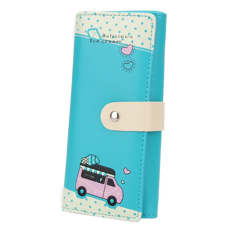 New Women Pu Leather Long Section Wallet Hit Color Cute Lovely Coin Coin Purses Girl Holders Long Wallet Clutch Money Bags 4