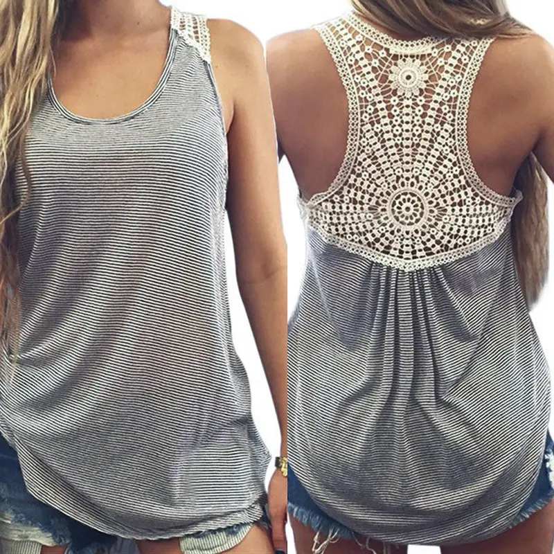 New Women Vest Top Sleeveless Casual Tops Lace T-Shirt 2