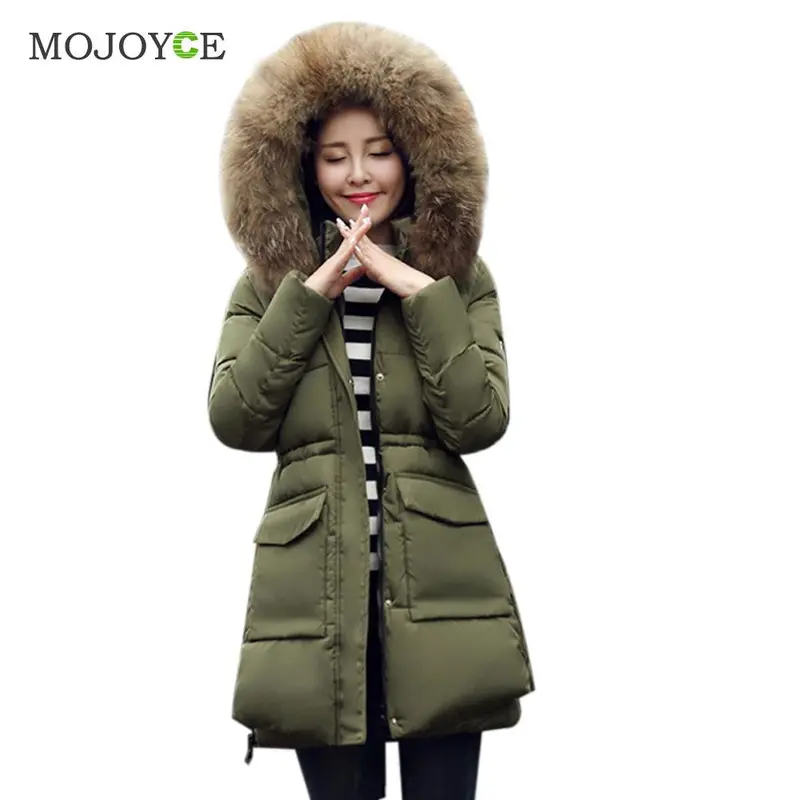 New Women Warm Down Jacket Down Cotton Coat Faux Fur Hooded Slim Parka Outerwear Faux Fur Collar Down Coats Plus Size 5