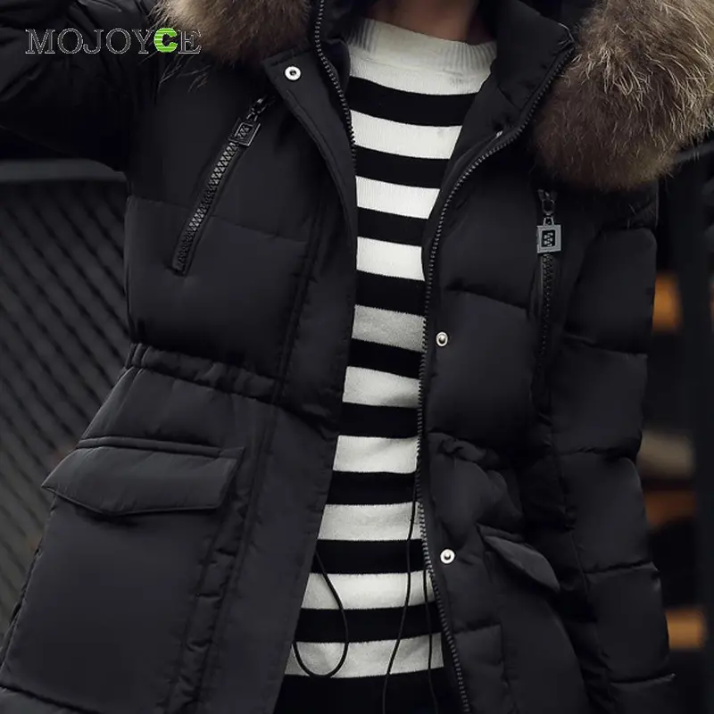 New Women Warm Down Jacket Down Cotton Coat Faux Fur Hooded Slim Parka Outerwear Faux Fur Collar Down Coats Plus Size 7