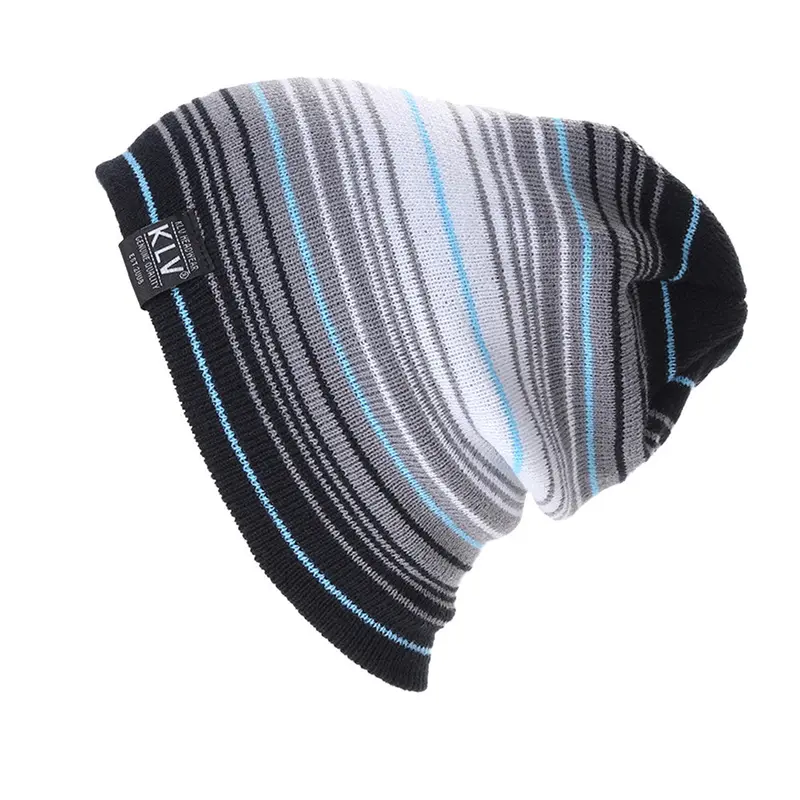 New Woolen Yarn Stripe Men Hats Caps Women Hats Multistorey Stripe Hit Wool Hip Hop Men Knit Beanies Male Hats 1