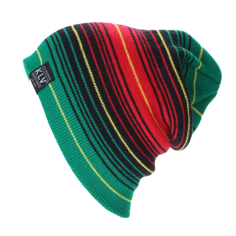 New Woolen Yarn Stripe Men Hats Caps Women Hats Multistorey Stripe Hit Wool Hip Hop Men Knit Beanies Male Hats 2