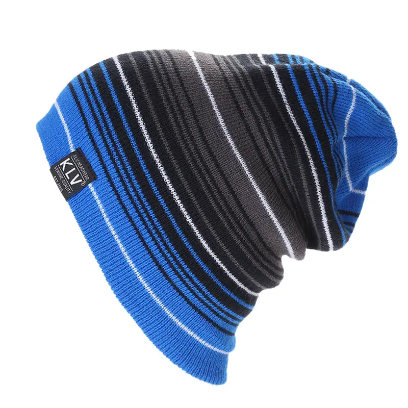New Woolen Yarn Stripe Men Hats Caps Women Hats Multistorey Stripe Hit Wool Hip Hop Men Knit Beanies Male Hats 3