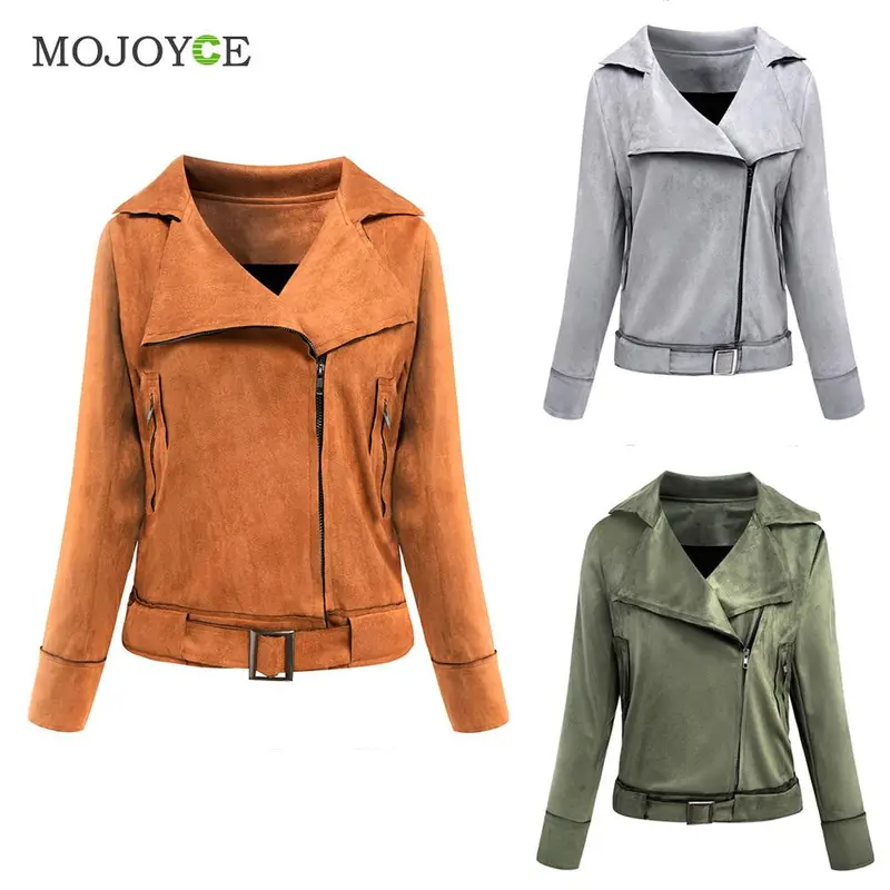 New Zipper Leather Jacket Bomber Slim Short Irregular Oblique Collar Coat Long Sleeved Leather Jacket Women Coats Buckle Belt 5