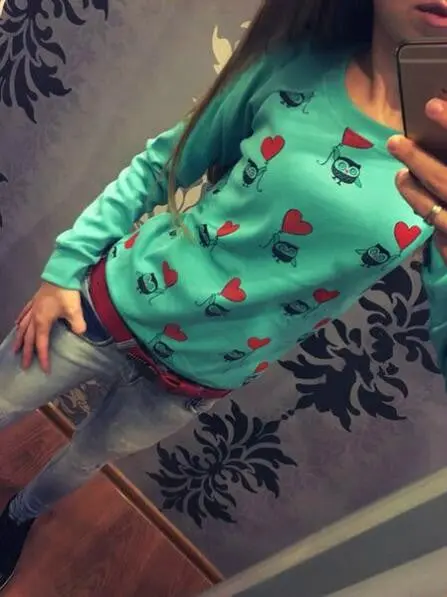 Nice Cute Cartoon Owl Print Sweatshirt Women's Casual Full Sleeve Sweatshirts Plus Size Hoodies Tops Lx080 1