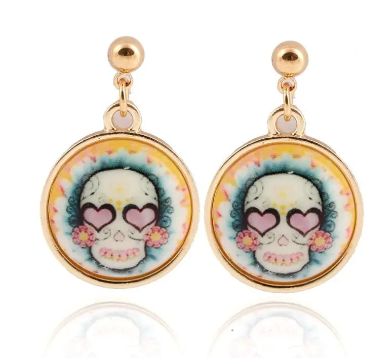 Noctilucent Scray Skull Face Drop Earrings Oeh071 1