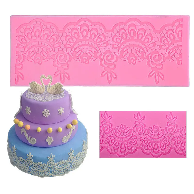 Non-Stick Purple Silicone Fondant Cakes Lace Baking Mold Diy Cake Decoration Kitchen Tool 86181 1