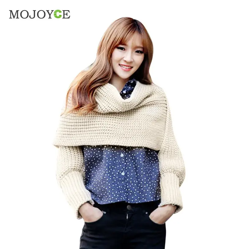 Novelty Warm Scarf Knitting Scarf With Long Sleeves Jumper Knitwear Outwear Warm Crochet Knit Long Soft Scarf 1