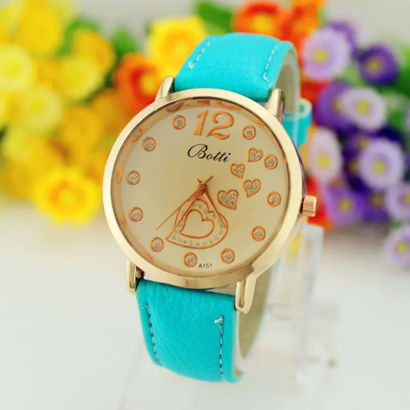 Number Dial Vintage Women Gilrs Dress Faux Leather Bracelet Quartz Wrist Watch Sport Relogio 6 Candy Color 1