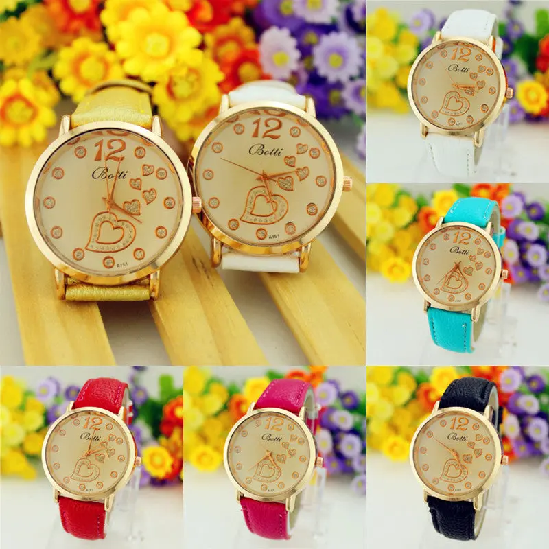 Number Dial Vintage Women Gilrs Dress Faux Leather Bracelet Quartz Wrist Watch Sport Relogio 6 Candy Color 2