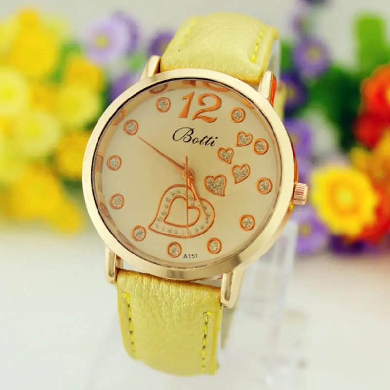 Number Dial Vintage Women Gilrs Dress Faux Leather Bracelet Quartz Wrist Watch Sport Relogio 6 Candy Color 5