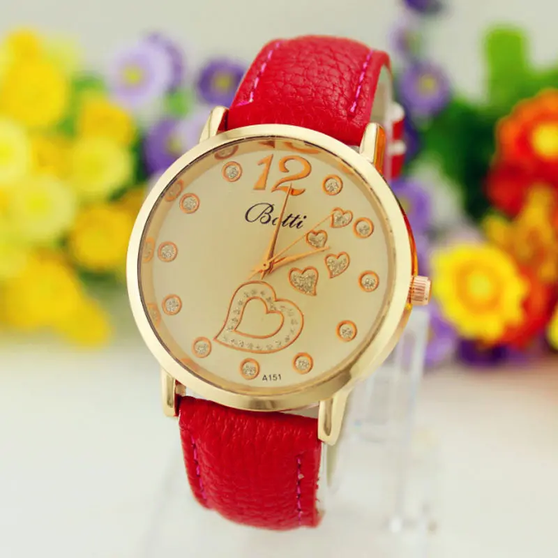Number Dial Vintage Women Gilrs Dress Faux Leather Bracelet Quartz Wrist Watch Sport Relogio 6 Candy Color 6