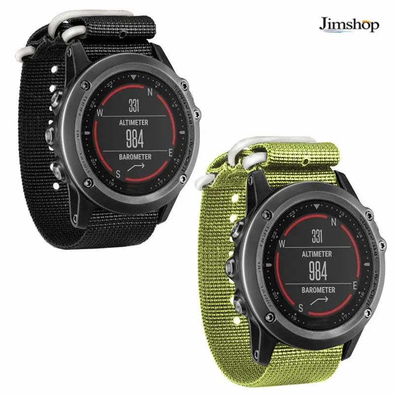 Nylon Watch Band 26Mm Luxury Nylon Strap 5 Ring Watch Replacement Band For Garmin Fenix 3 Black/Green Fashion 1