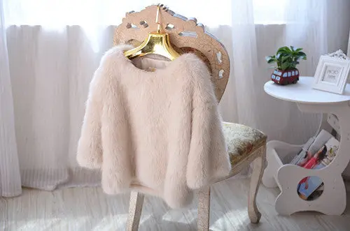 O Neck Long Hairy Shaggy Faux Fox Fur Coat Women 3/4 Sleeve Faux Fur Coats Thick Pullovers Outerwear 4 Colors 1