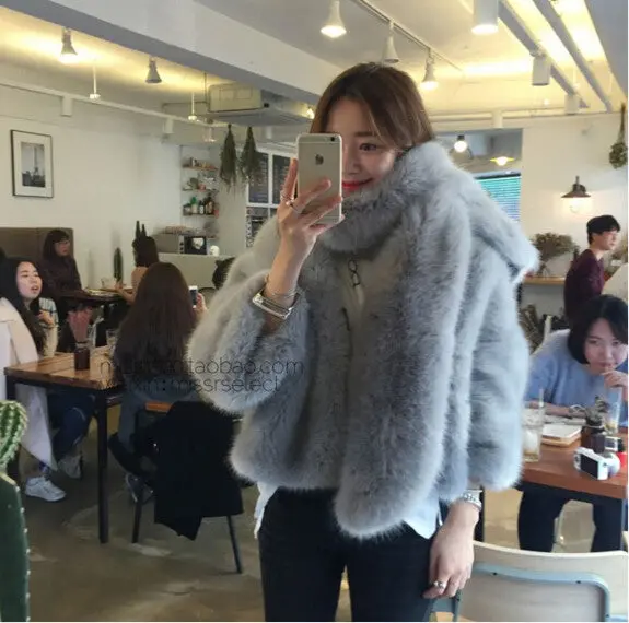 O Neck Long Hairy Shaggy Faux Fox Fur Jackets With Scarf 1 Set Woman Three Quarter Sleeve Loose Faux Fur Coat Outerwear 2
