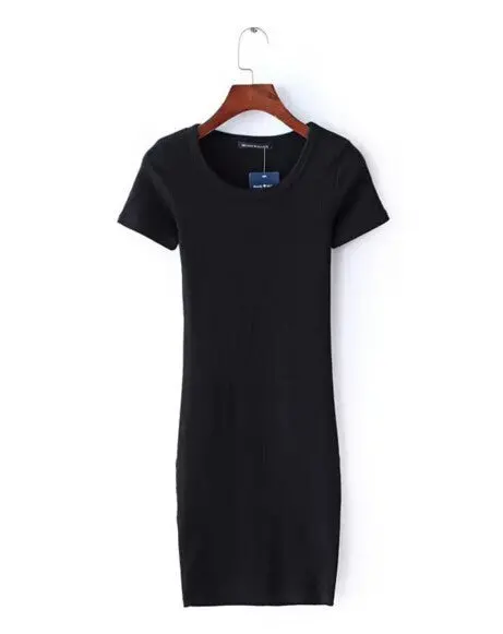 O Neck Short Sleeve Casual Cotton Thread Bodycon Mini Dress Women Vestido Robe Femme 6 Colors 1