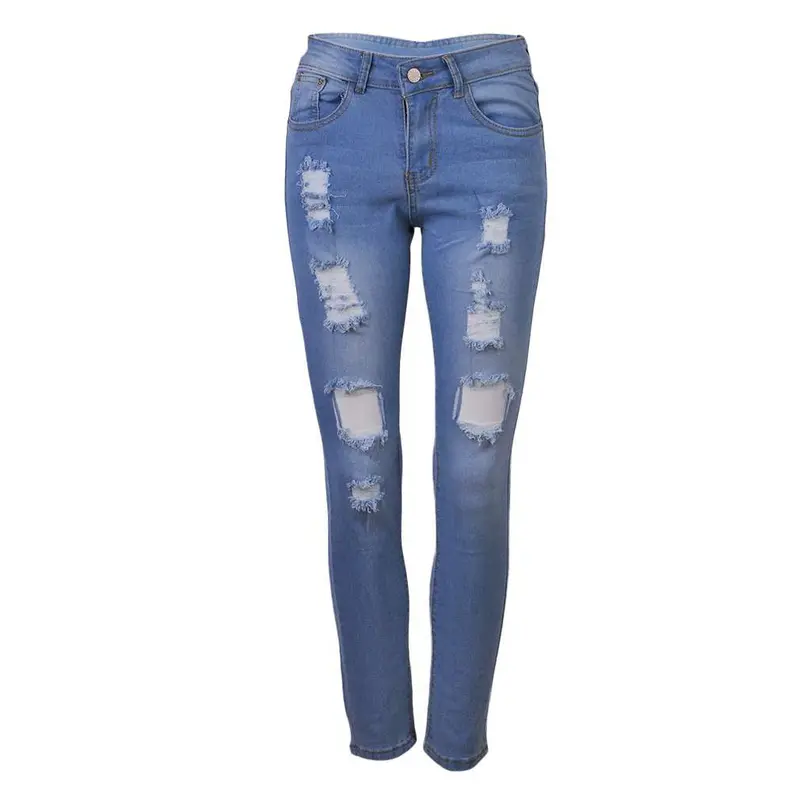 Occident Sexypencil Pants Ripped Holes Pants Jeans Slender Tight Boyfriend Style Jeans For Girl S-Xl Size 1