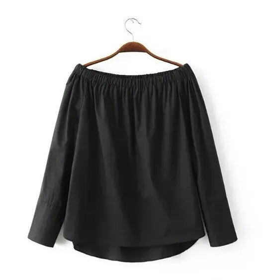 Off Shoulder Eelastic Slash Neck Shirt Women Shoulderless Long Sleeve Pullovers Blouse Tops Blusas Femme 1