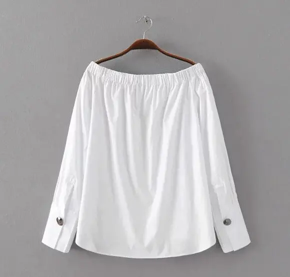 Off Shoulder Eelastic Slash Neck Shirt Women Shoulderless Long Sleeve Pullovers Blouse Tops Blusas Femme 4