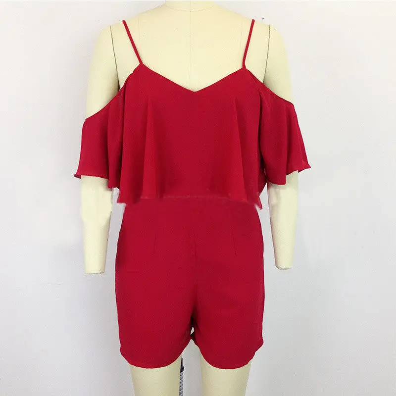 Off Shoulder Ruffle Jumpsuit Sexy Strap V Neck Rompers Womens Jumpsuit Hight Waist Elegant Playsuit Women 12