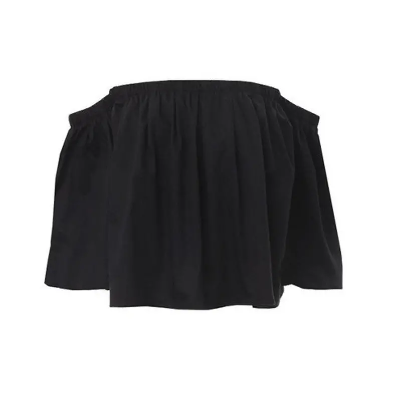 Off Shoulder Top White Blouse Shirt Ruffles Slash Neck Sexy Blouse Women Flare Sleeve Cropped Top For Women 1