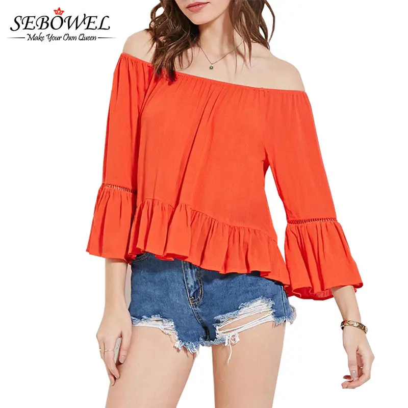 Off The Shoulder Tops For Ruffle Top Long Sleeve T Shirt Slash Neck Cold Shoulder Tops 2