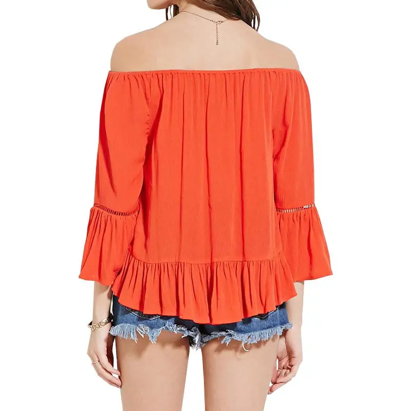 Off The Shoulder Tops For Ruffle Top Long Sleeve T Shirt Slash Neck Cold Shoulder Tops 3