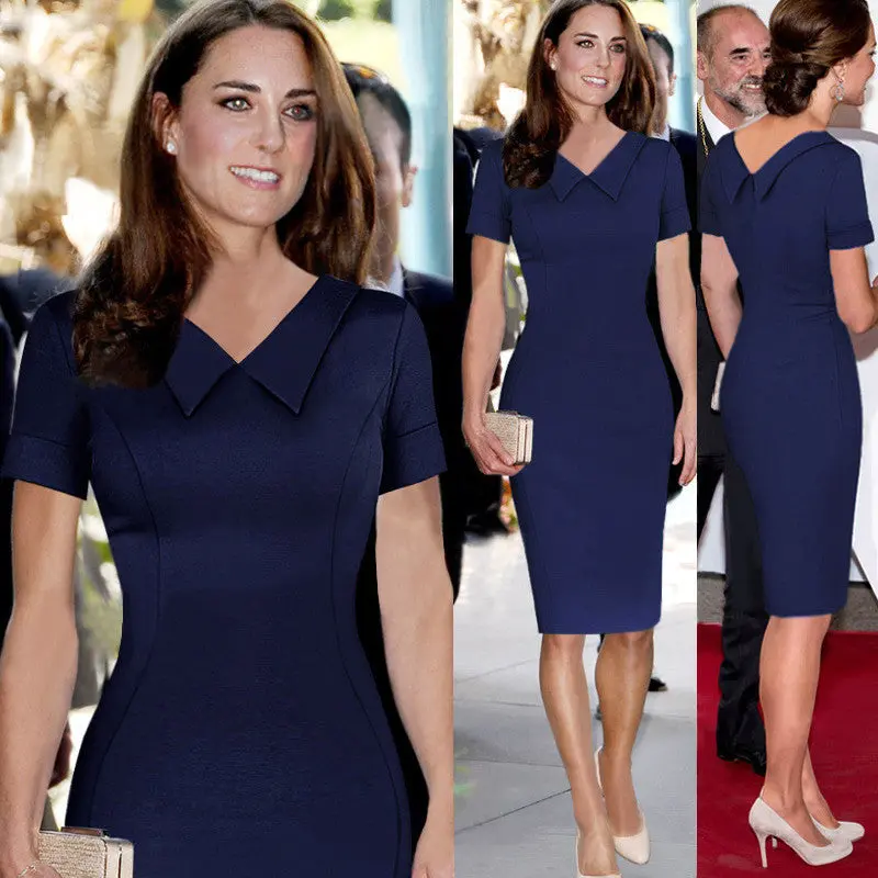 Office Business Dress For Women Ladies Cotton And Polyester Blends Turn-Down Collar Formal Dresses Kate Princess J2341 1
