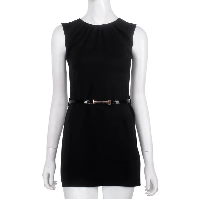 Office Dress Black One Buckle Slim Short Paragraph Sleeveless Dress Vestidos De Fiesta 5