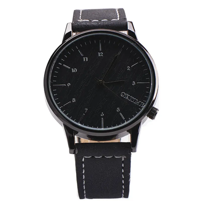 Oktime Mens Sports Watches Relogio Masculino Faux Leather Band Quartz Neutral Table Wrist Watch Men's Clock 1