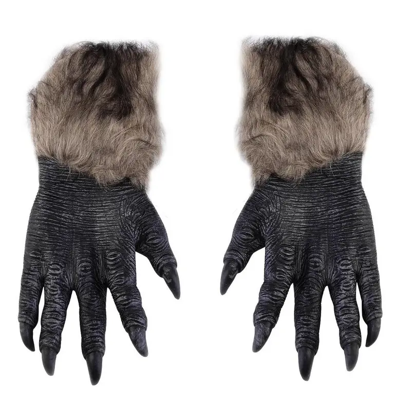 One Pair Halloween Werewolf Wolf Paws Claws Cosplay Gloves Creepy Costume Party 1