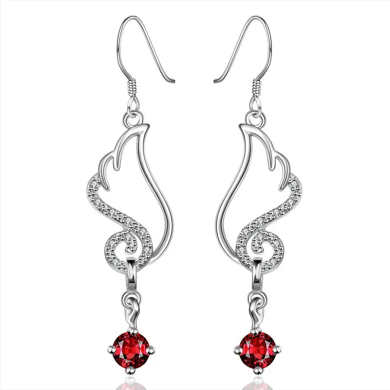Online Shopping India Silver Earings Wing Red Stone Drop Cufflinks Margarida 21 1