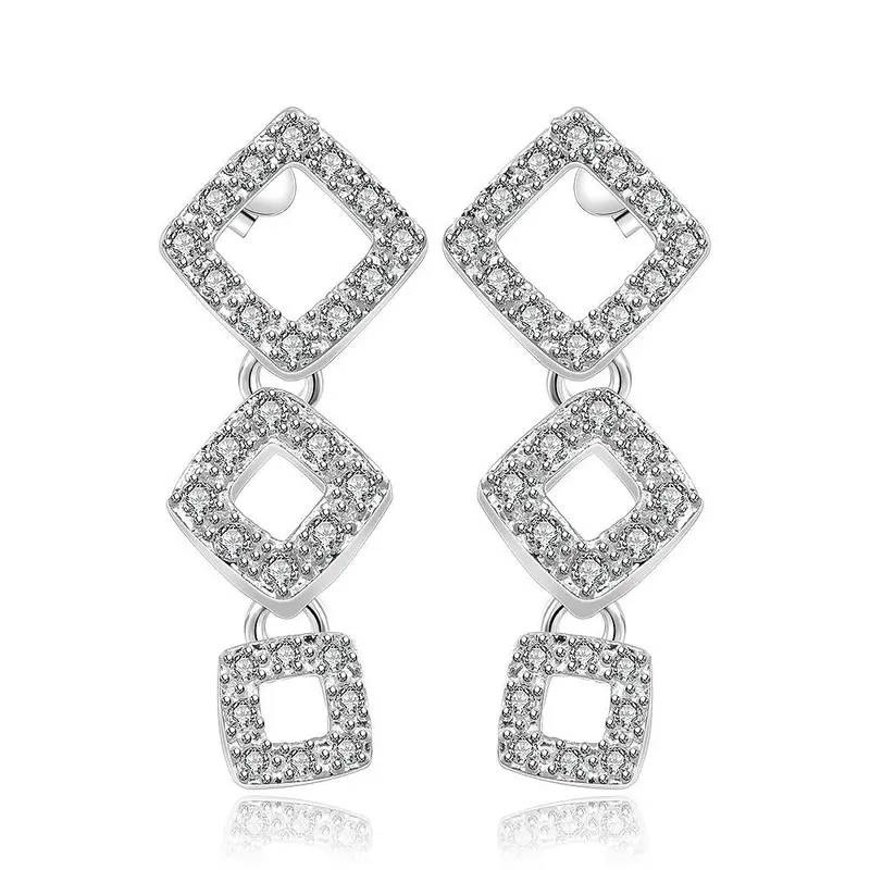 Online Shopping India Silver Earrings Insets Three Square Drop Ear Cuff Costume Jewellery 187 1