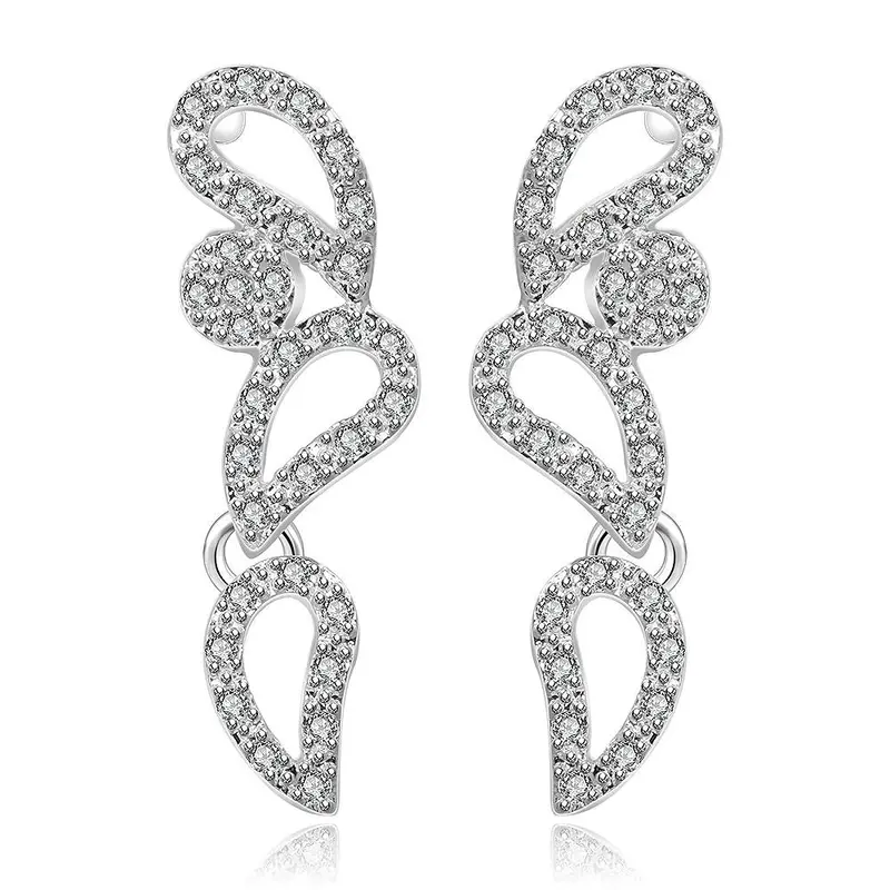 Online Shopping India Silver Earrings Insets Three Square Drop Ear Cuff Costume Jewellery 187 3