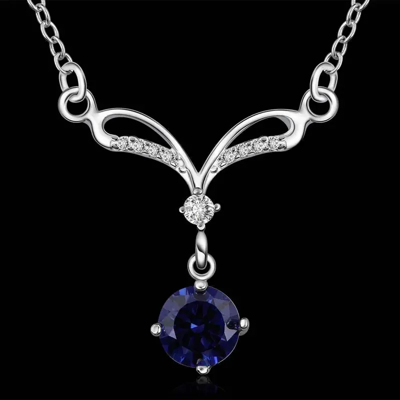 Online Shopping India Silver Pendants Sapphire Choker Costume Jewellery 528 2