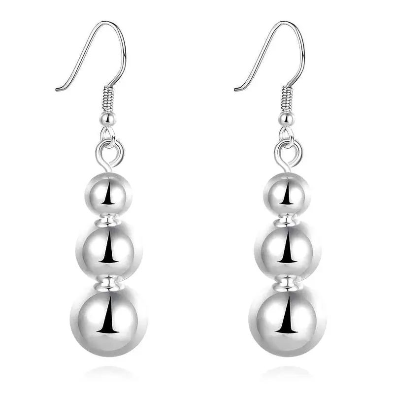 Online Shopping India Silver Plated Earing Three Beads Drop Pendientes Bear S In Euros 699 1