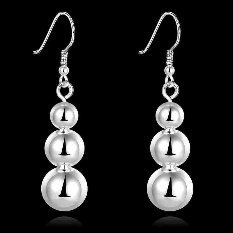 Online Shopping India Silver Plated Earing Three Beads Drop Pendientes Bear S In Euros 699 2