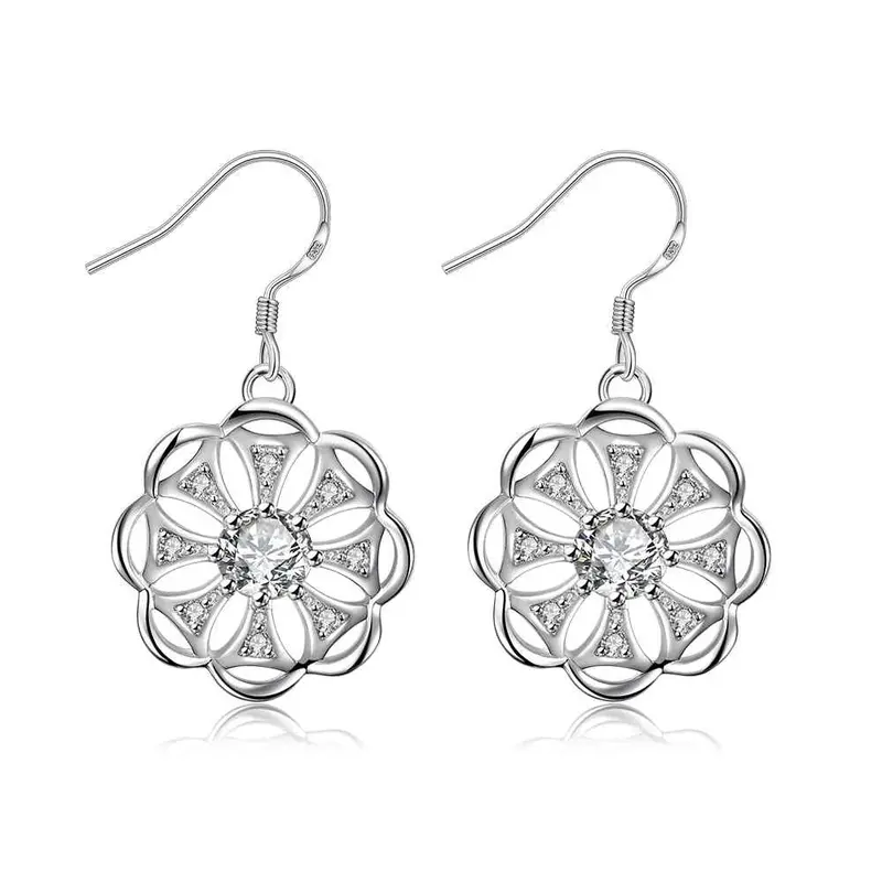 Online Shopping India Silver Plated Earring Four Leaf Flower Inlay Drop Pendientes To Us Bear Men Jewelry 2 4 2