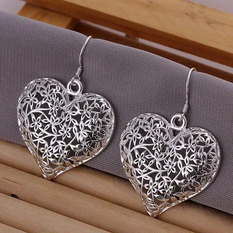 Online Shopping India Silver Plated Earrings Polished Flower Drop Brincos De Festa Joias 1