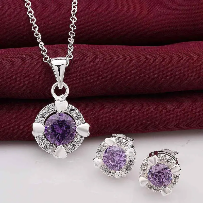 Online Shopping India Silver Plated Jewelry Sets Aim White Stone N+E African Jewelry Set Margarida 1 2
