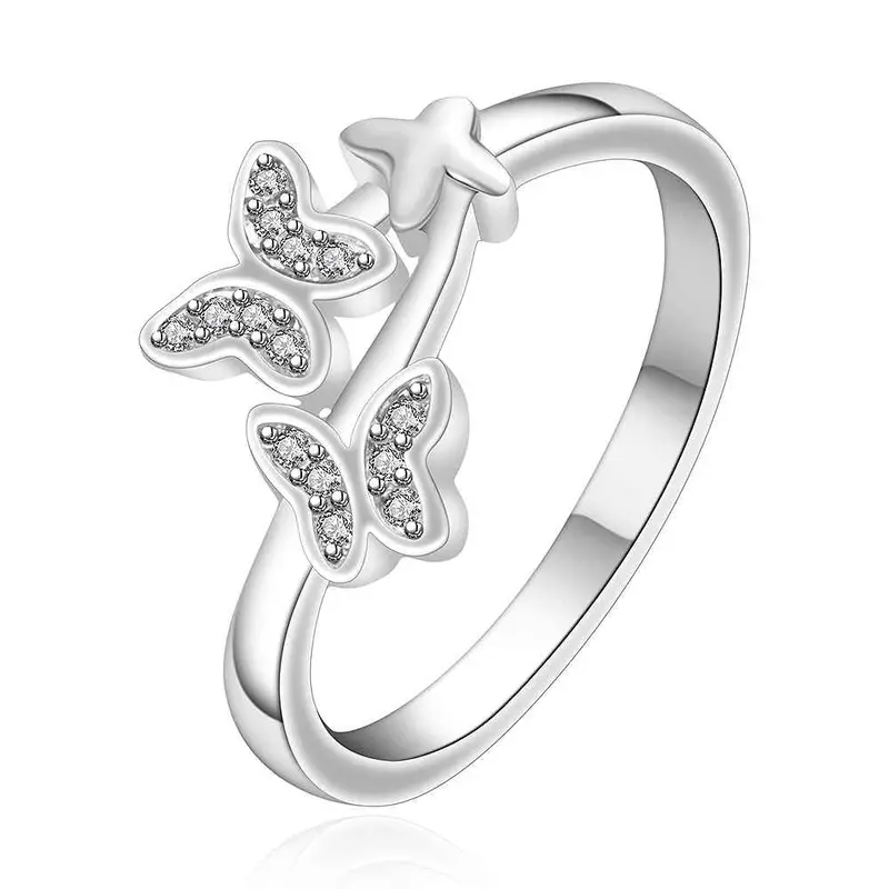 Online Shopping India Silver Plated Rings For Men Double Butterlly S In Euros Bone 655 1