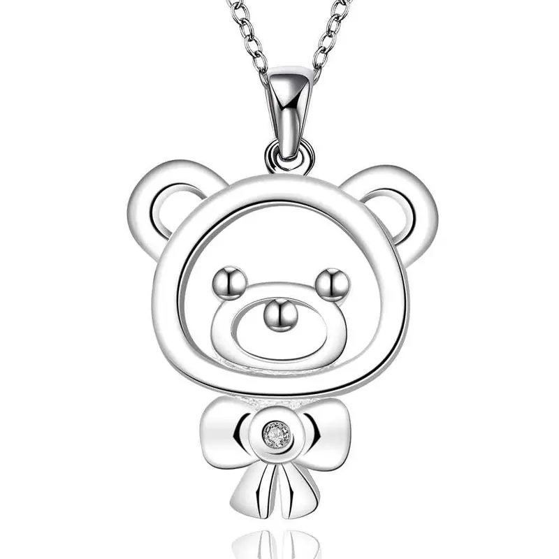 Online Shopping India Silver-Plated Women Necklace Bear Pendant Collier Plastron Joyas 1