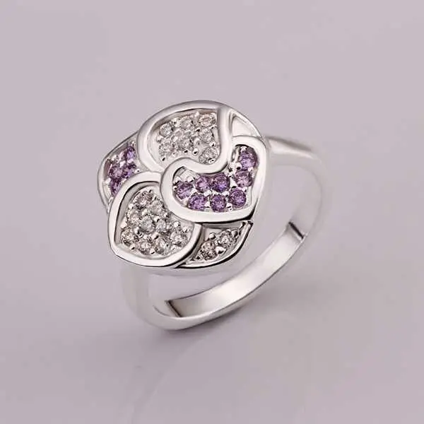 Online Shopping India Silver Wedding Rings Austria Crystal Flower Opal Bone  8 1