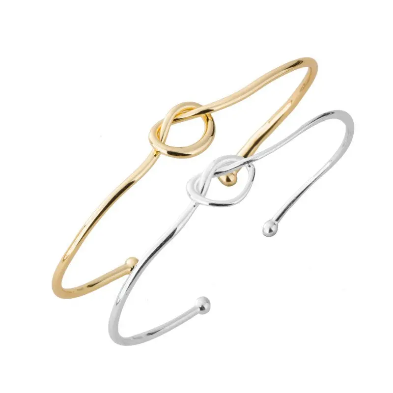 Open Love Knot Bracelet Bangles Simple Stretch Dainty Knot With Balls Cuff Bangles 10Pcs-G004 1